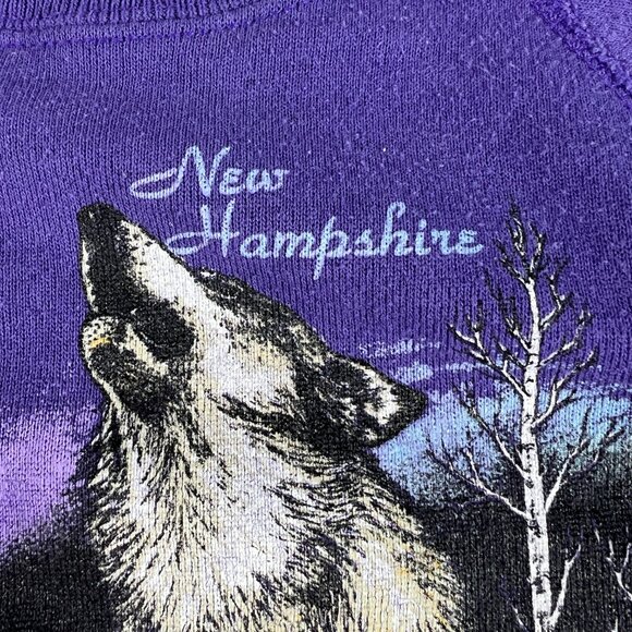 VTG 90s/80s Nature Sweatshirt Toddlers 6 Purple Faded Wolf Pack Crewneck - Picture 6 of 15